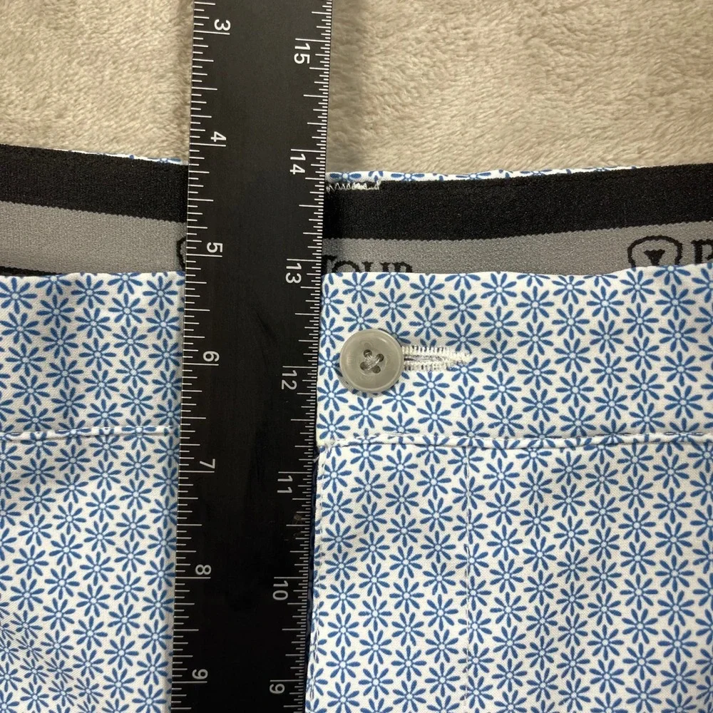 ProTour Golf Shorts Mens 40 Blue White Floral Geometric Performance Stretch